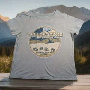 Yellowstone Adult XL Yellowstone Dutton Ranch Montana T-Shirt Blue